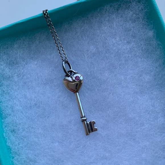 Tiffany & Co. Pink Sapphire Heart Key Necklace - Picture 3 of 8